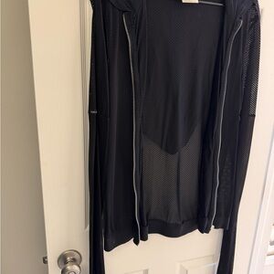 Black Mesh Zip-Up Hoodie D&G